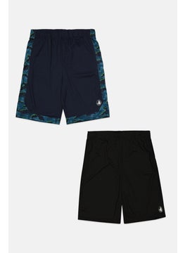 Kids Boy 2 Pieces Plain And Camo Basic Shorts, Black