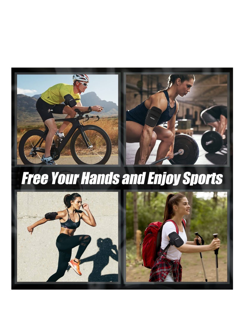 3 Pockets Running Phone Armband Holder for iPhone 14 Plus 13 12 11 Pro Max XS XR X 8 7 Galaxy S23 S22 S21 Pouch Key Card Bag, Water Resistant Sport Arm Band Sleeve Fit Fitness Exercise Workout Gym