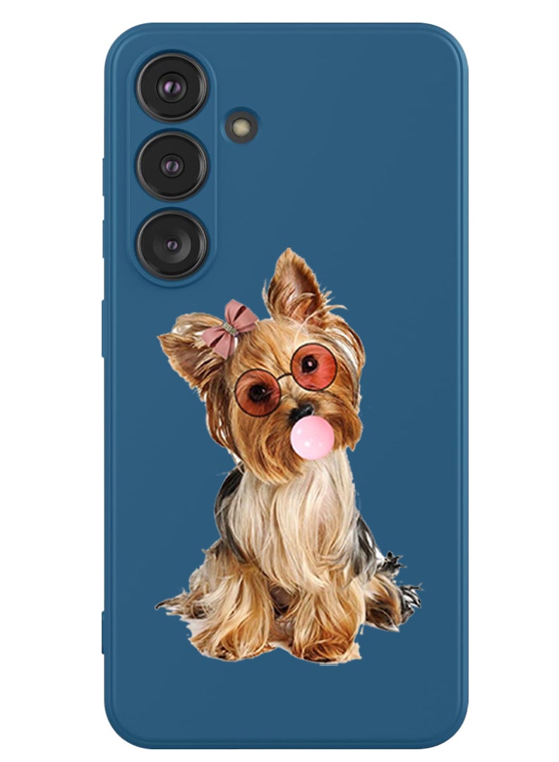 Theodor Protective Slim Fit Case Liquid Silicone Cover with Full Body Protection Anti-Scratch Shockproof Case For Samsung Galaxy S24 Plus (Blue) - Dog - Image 1