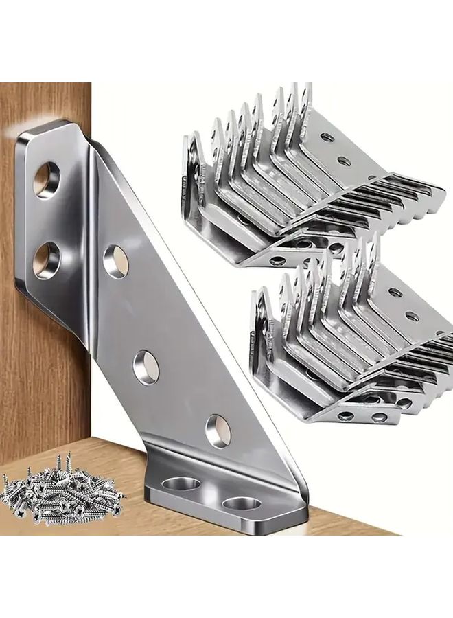 50pcs Heavy Duty Stainless Steel Corner Brackets 90 Degree Angle with Screws 2.71 Inch - Image 1