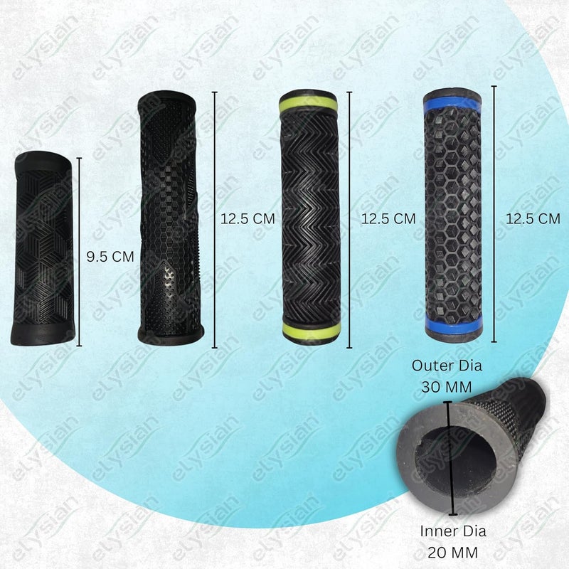 Elysian قبضة مقبض الدراجة بطول 12 سم، قطر داخلي 20 مم. مطاط ناعم غير سام مضاد للانزلاق للدراجات الجبلية/المدينة | قبضات مقود الدراجة المضادة للانزلاق | قبضة مطاطية بتصميم سهم – 1 زوج - Image 4