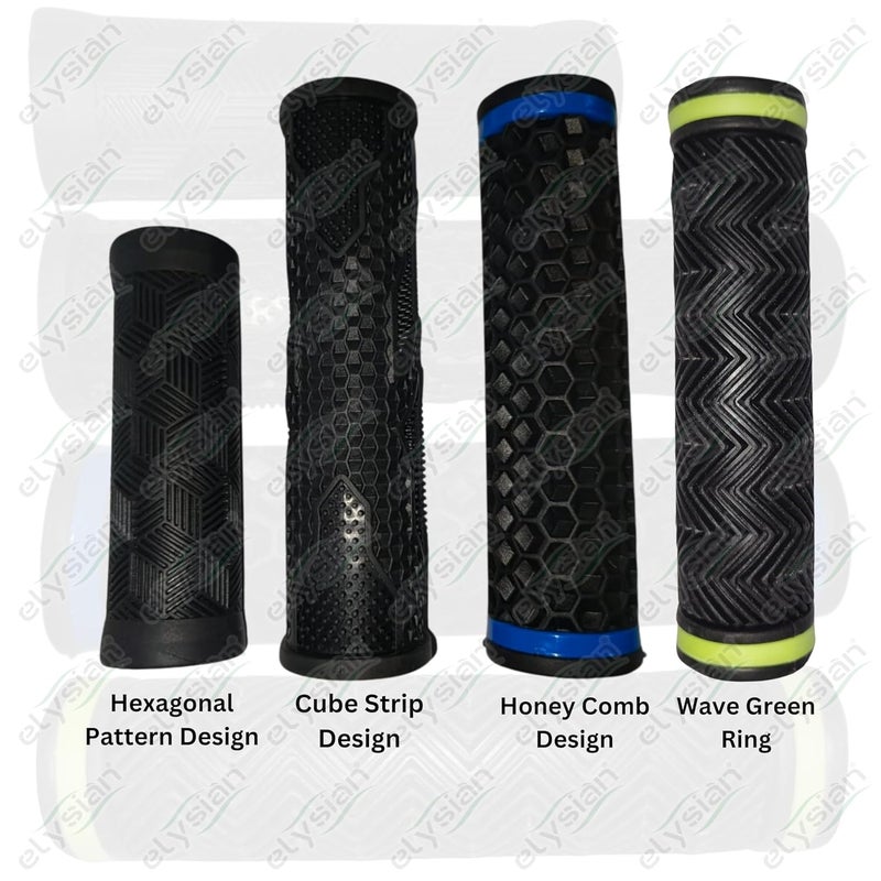 Elysian قبضة مقبض الدراجة بطول 12 سم، قطر داخلي 20 مم. مطاط ناعم غير سام مضاد للانزلاق للدراجات الجبلية/المدينة | قبضات مقود الدراجة المضادة للانزلاق | قبضة مطاطية بتصميم سهم – 1 زوج - Image 5