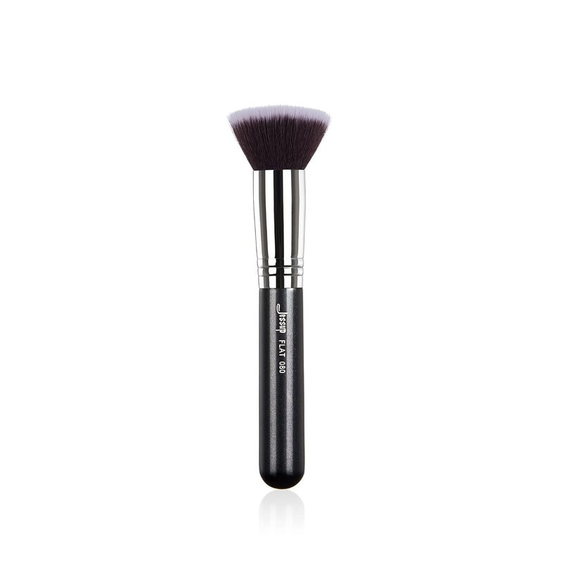 Jessup Jessup Makeup Brush Foundation Brush Professional Kabuki Single Brush Face Brush Cosmetic Brush Synthetic Hair Black/Silver B069-080