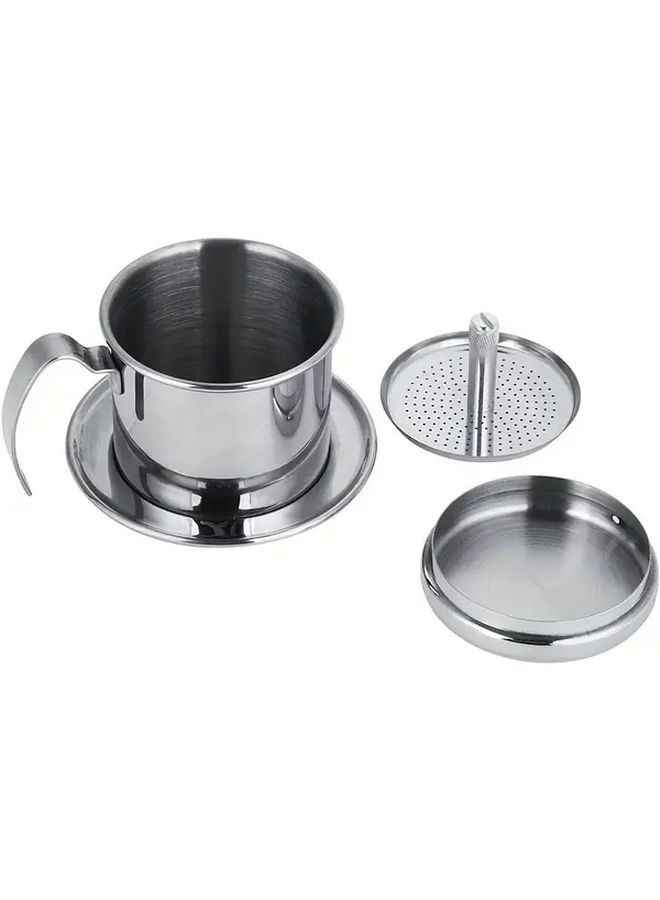 Silvery Stainless Steel Vietnamese Coffee Drip Filter Portable Single Cup Brewer Fine Mesh Strainer - Image 4