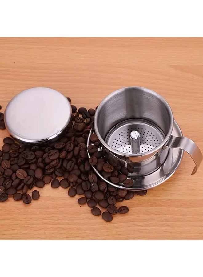 Silvery Stainless Steel Vietnamese Coffee Drip Filter Portable Single Cup Brewer Fine Mesh Strainer - Image 5