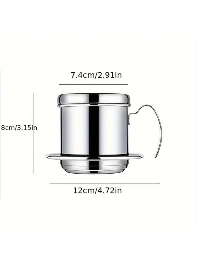 Silvery Stainless Steel Vietnamese Coffee Drip Filter Portable Single Cup Brewer Fine Mesh Strainer - Image 3