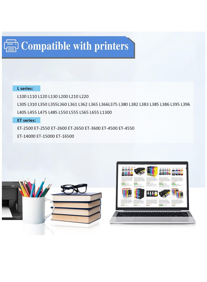 Excefore 664 T664 Ink Compatible with Epson T664 Refill Ink Bottles Work with EcoTank ET-2650 ET-2500 ET-2550 ET-2600 ET-4500 ET-14000 L100 L110 L120 L200 L210 L300 L350 L355 L550 L555 Printer, 4 Pack - Image 2