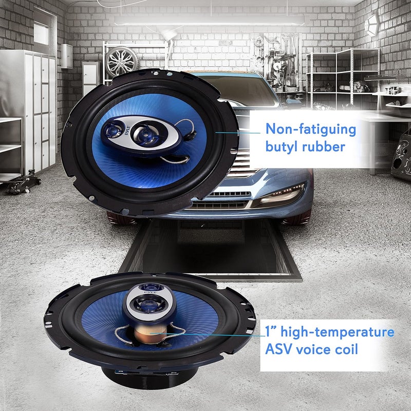 Pyle 6.5" Three-Way Sound Speaker System - 180 W RMS/360W Power Handling w/ 4 Ohm Impedance and 3/4'' Piezo Tweeter for Car Component Stereo, Round Shaped Pro Full Range Triaxial Loud Audio - PL63BL - Image 2