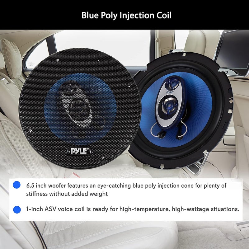 Pyle 6.5" Three-Way Sound Speaker System - 180 W RMS/360W Power Handling w/ 4 Ohm Impedance and 3/4'' Piezo Tweeter for Car Component Stereo, Round Shaped Pro Full Range Triaxial Loud Audio - PL63BL - Image 3