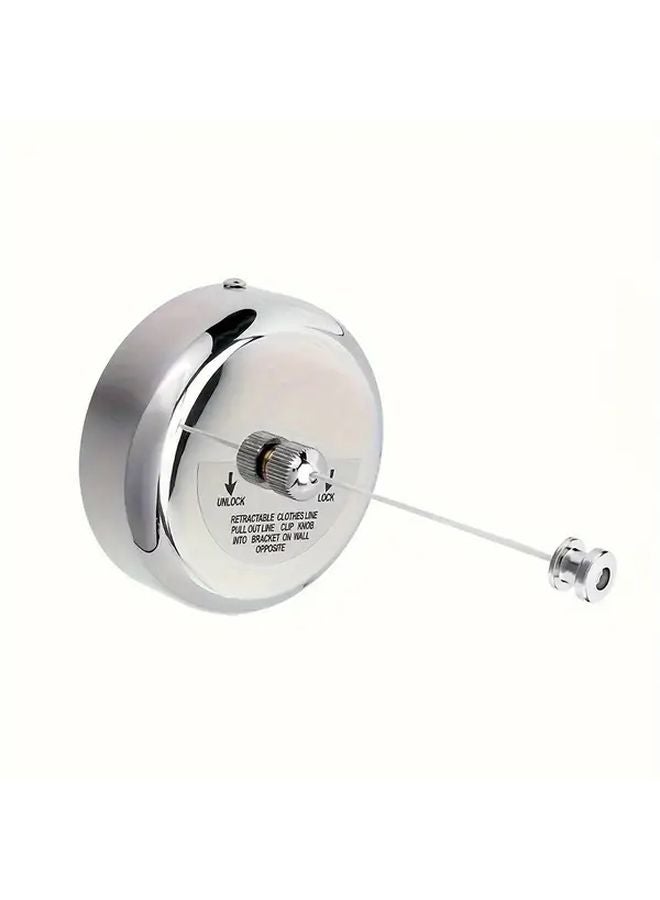 Silvery Retractable Clothesline 9.2 Feet Adjustable Indoor Outdoor Wall Mounted Foldable - Image 1