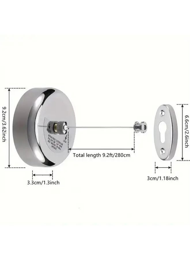 Silvery Retractable Clothesline 9.2 Feet Adjustable Indoor Outdoor Wall Mounted Foldable - Image 4