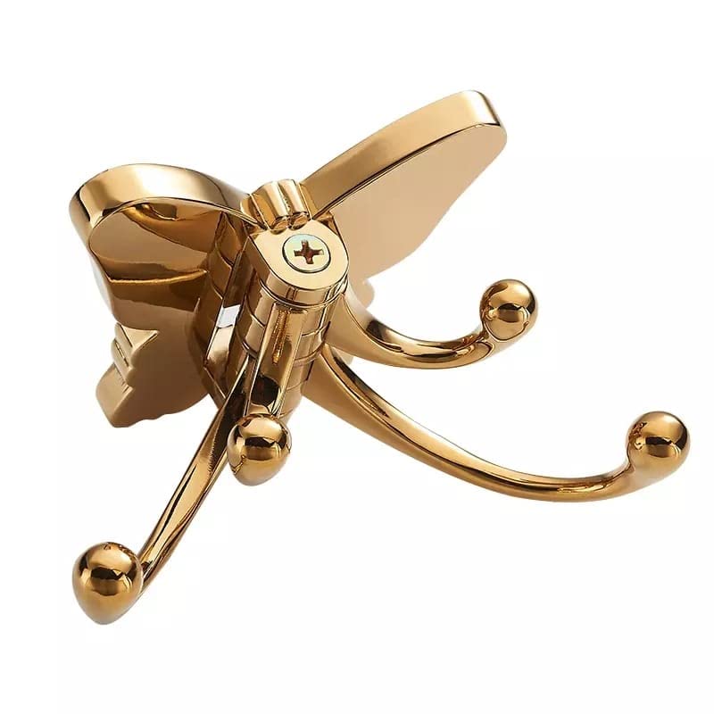 Indeed zinc alloy Butterfly Design 4 Pin Wall Mounted Movable Cloth, Purse, Robe, Coat Hook Hanger Key Stand Holder - Bathroom Accessories for Home & Office (Golden) - Image 3