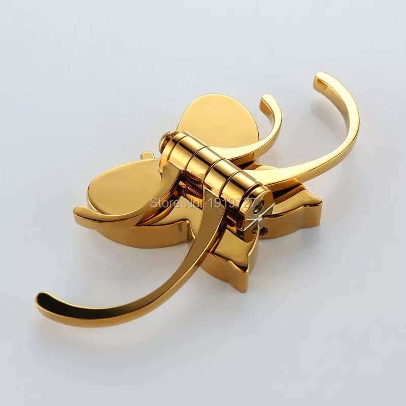 Indeed zinc alloy Butterfly Design 4 Pin Wall Mounted Movable Cloth, Purse, Robe, Coat Hook Hanger Key Stand Holder - Bathroom Accessories for Home & Office (Golden) - Image 2