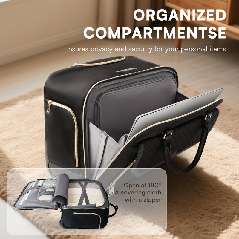 Arcoyard Rolling Laptop Bag Women, Rolling Briefcase for Women for Work, 17.3 Inch Computer Bag with Wheels, Fashion Flap Laptop Bag With Wheels for Work Business, TSA Friendly Design, Black - Image 4