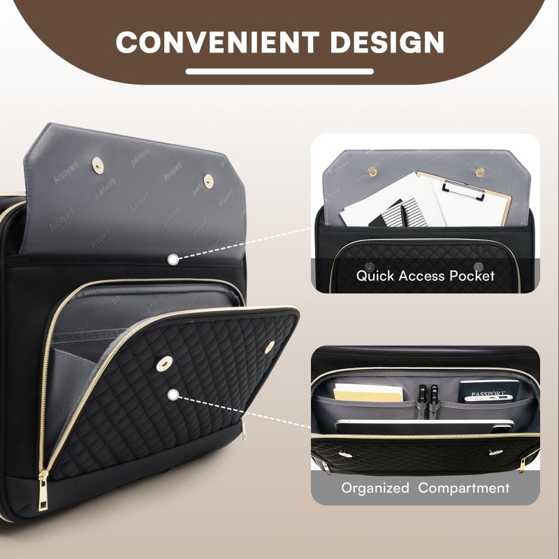 Arcoyard Rolling Laptop Bag Women, Rolling Briefcase for Women for Work, 17.3 Inch Computer Bag with Wheels, Fashion Flap Laptop Bag With Wheels for Work Business, TSA Friendly Design, Black - Image 5