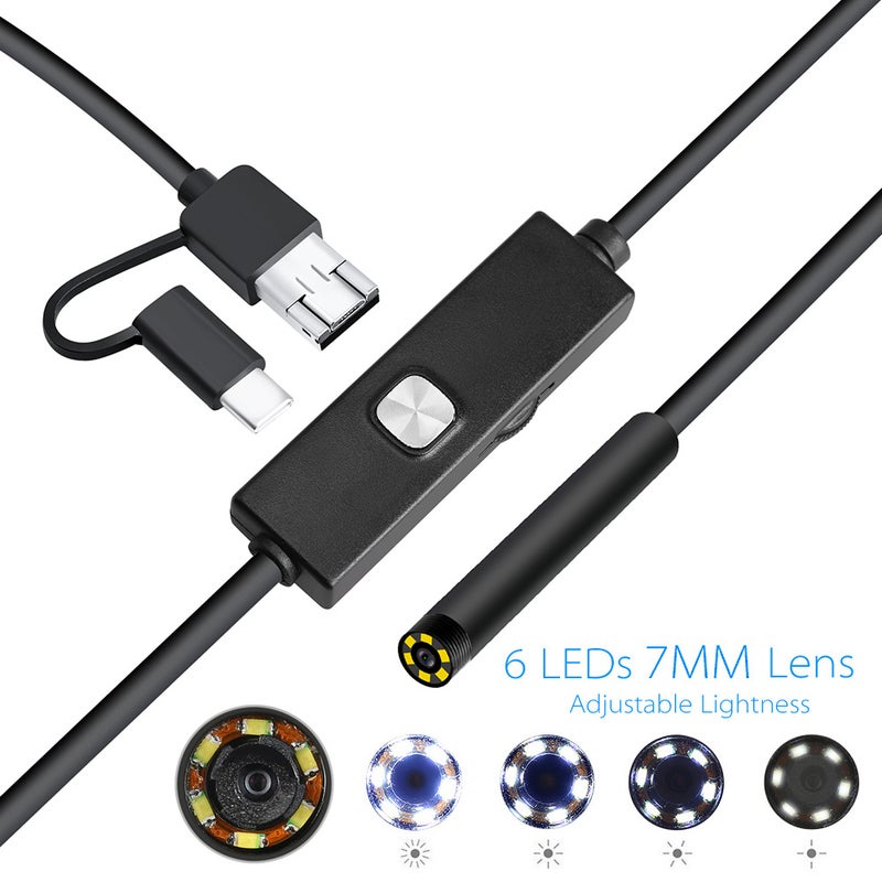 Endoscope Camera: 7mm 0.3 MP Lens - Adjustable Brightness LED Waterproof Inspection Camera for Android Phones, Computers & Daily Maintenance Work - Image 3