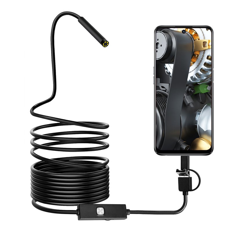 Endoscope Camera: 7mm 0.3 MP Lens - Adjustable Brightness LED Waterproof Inspection Camera for Android Phones, Computers & Daily Maintenance Work - Image 1