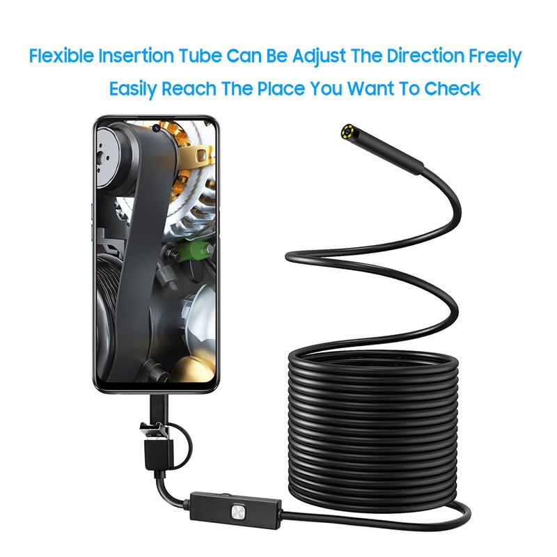 Endoscope Camera: 7mm 0.3 MP Lens - Adjustable Brightness LED Waterproof Inspection Camera for Android Phones, Computers & Daily Maintenance Work - Image 2