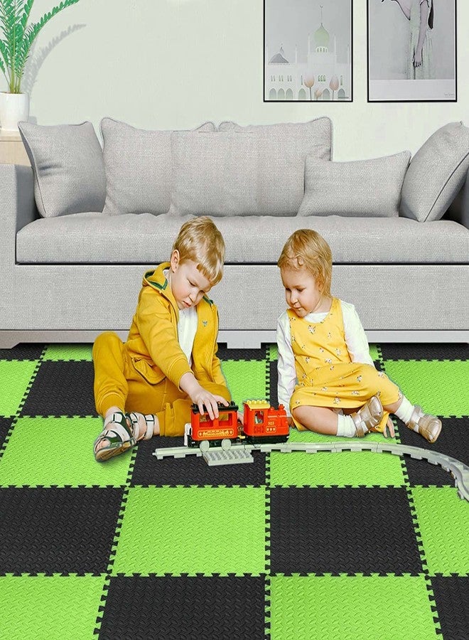 SIGNATRON 4 Tiles - 16 Sq Ft, Kids Puzzle Exercise Mat with EVA Foam Interlocking Tiles Play mats and Protective Flooring for Office, Home, School and Gym (Black - Green) - Image 2