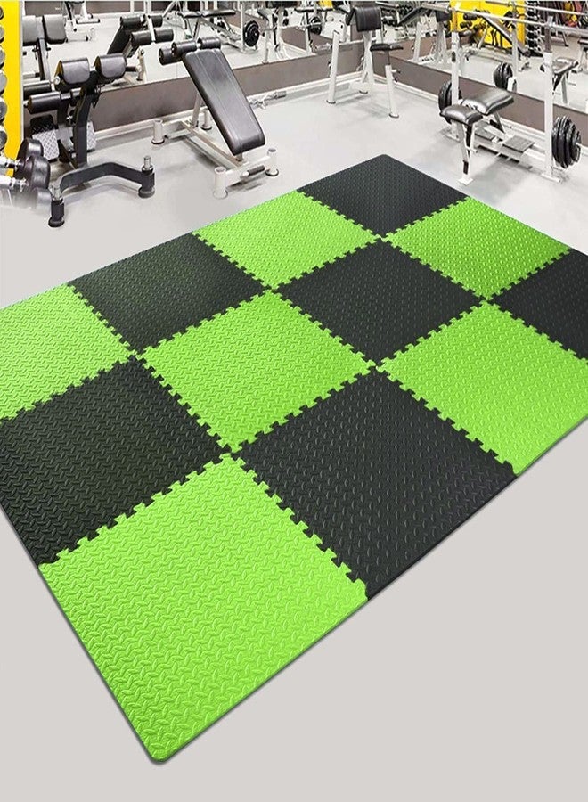 SIGNATRON 4 Tiles - 16 Sq Ft, Kids Puzzle Exercise Mat with EVA Foam Interlocking Tiles Play mats and Protective Flooring for Office, Home, School and Gym (Black - Green) - Image 1