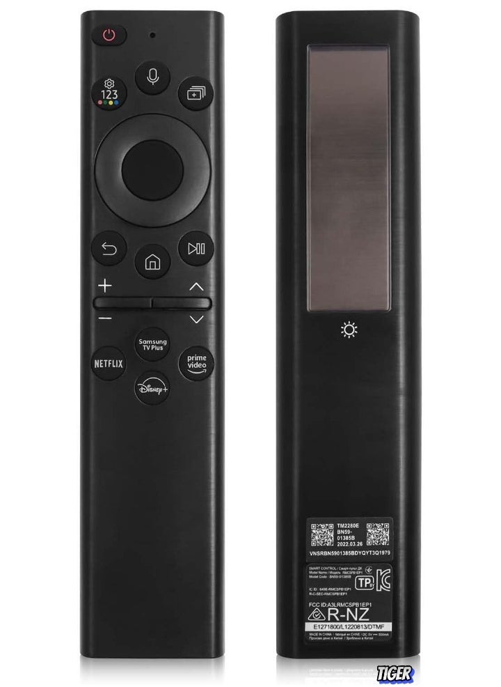 TIGER BN59-01385A Replacement Solar Voice Remote Control for Samsung Frame Smart TV, Bluetooth Rechargeable Solar Cell, Compatible with 2021-2022 Neo LED 4K Ultra HD TVs, Compact Design, 4 Buttons for Easy Control - Image 1