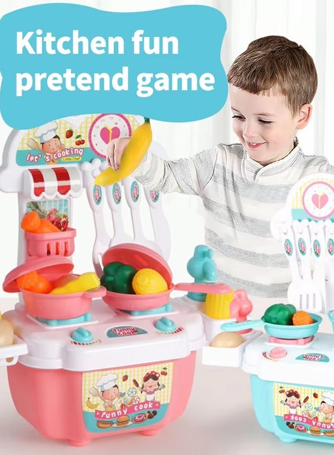22 قطعة طقم ألعاب مطبخ للتظاهر باللعب، أواني طهي داخلية للعب الأدوار في المطبخ، أطقم ألعاب إكسسوارات المطبخ، طقم ألعاب طبخ للأطفال، للأولاد والبنات والأطفال، وردي - Image 3