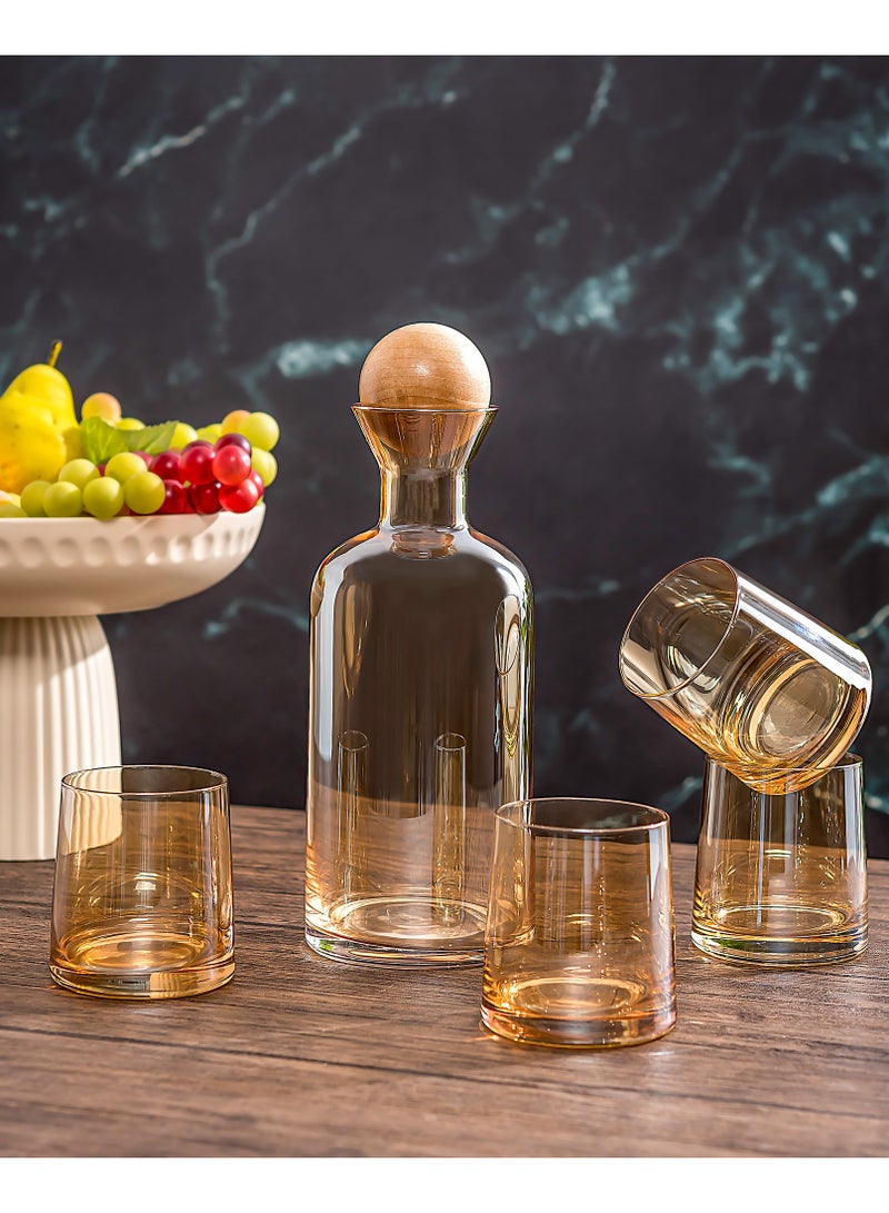 لا ميسا طقم أكواب عصير زجاجية من 5 قطع مع زجاجة - Image 4