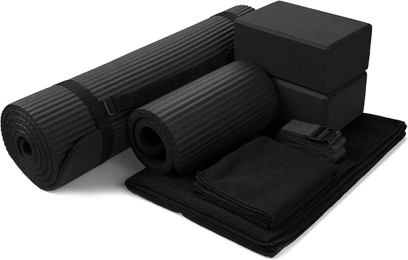 BalanceFrom 7-Piece Yoga Set with 71x24x0.5 Inches Extra Thick Mat and Carrying Sling – Includes 2 Blocks, Stretch Strap, 2 Towels, and Knee Pad for Home, Studio, and Gym Workouts - Image 1