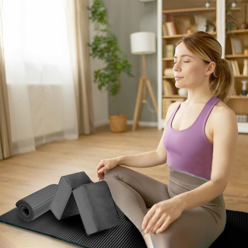 BalanceFrom 7-Piece Yoga Set with 71x24x0.5 Inches Extra Thick Mat and Carrying Sling – Includes 2 Blocks, Stretch Strap, 2 Towels, and Knee Pad for Home, Studio, and Gym Workouts - Image 4