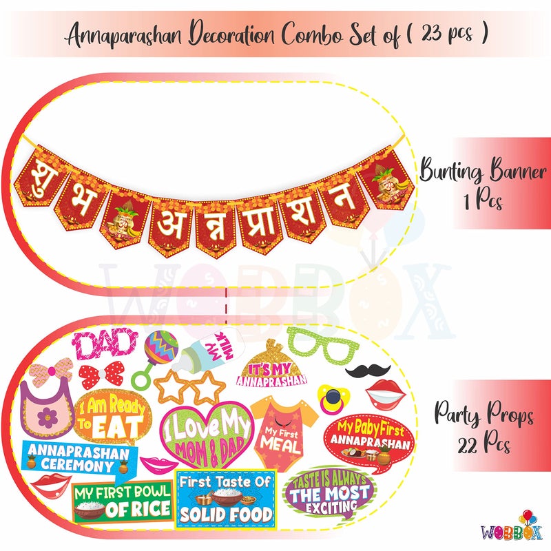 Wobbox Annaprashan Props, Subh Annaprashan Banner, Annaprashan Decoration Kit (25 Pc) (FP4424) - Image 2