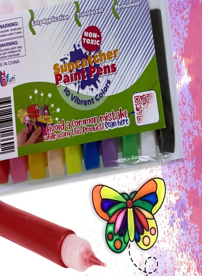 AoneFun Suncatcher Paint - 10 Window Art Paint Pens for Stained Glass Suncatcher Supplies Window Art Craft for Sun Catchers Transparent Sun Catcher Paints - Image 2