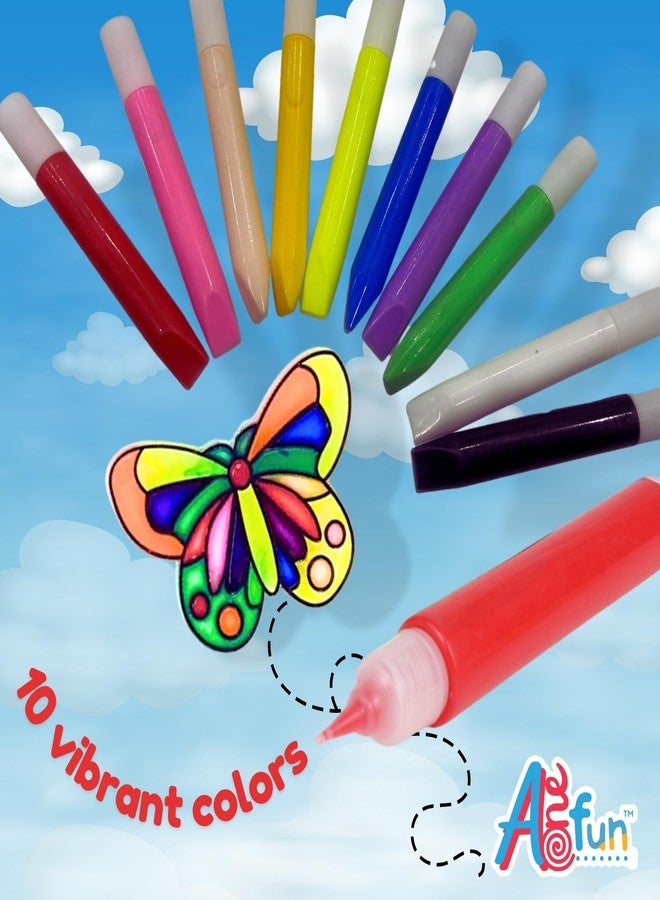 AoneFun Suncatcher Paint - 10 Window Art Paint Pens for Stained Glass Suncatcher Supplies Window Art Craft for Sun Catchers Transparent Sun Catcher Paints - Image 4