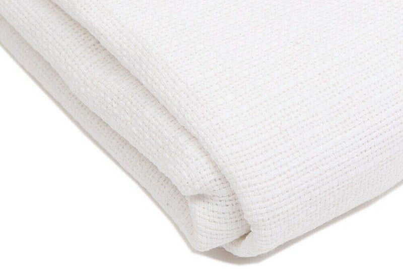 White 100 Cotton Single Heavy Duty Cellular Blanket 180 x 230 cm
