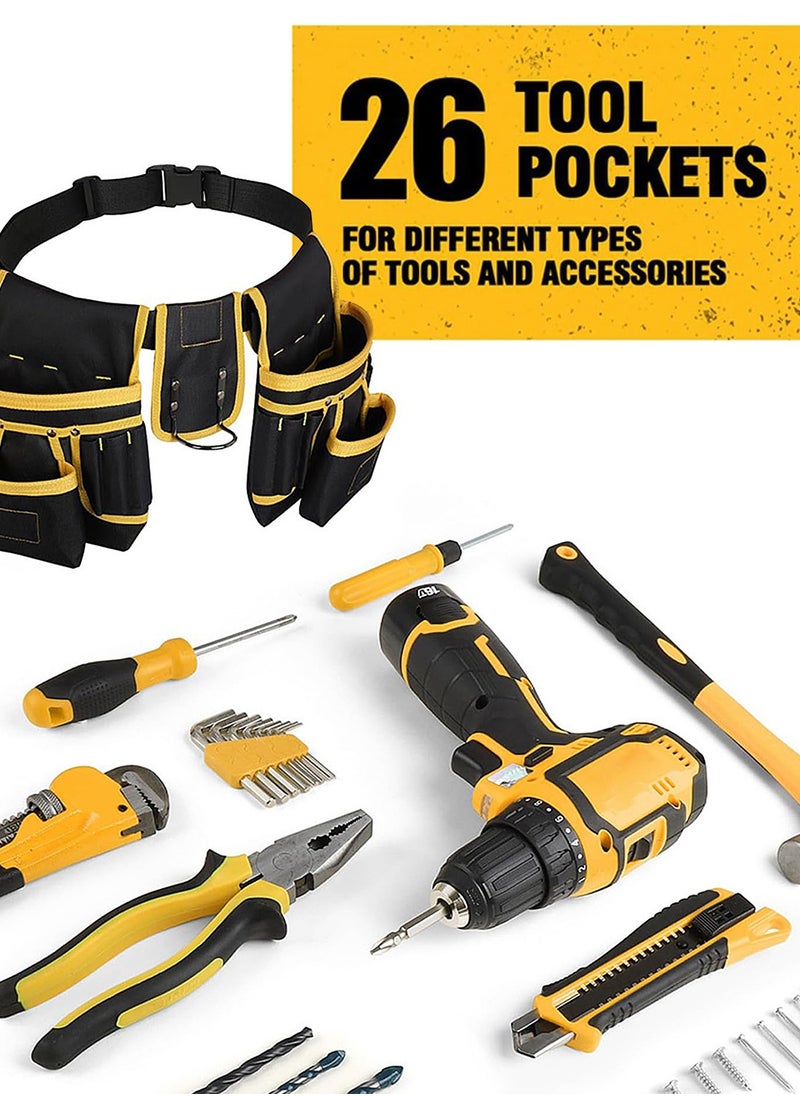 LUCKIER - Portable Tool Bags,  26 Pocket Men's Tool Belt, Removable and Adjustable Tool Bag for Electricians, Carpenters, Builders, Designers, Work Aprons, Utility Belt - Image 1