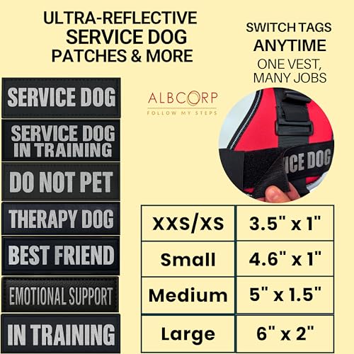 Albcorp Reflective Service Dog Patches with Hook Backing for Service Animal Vests /Harnesses Small (4.6 X 1) Inch - Image 4
