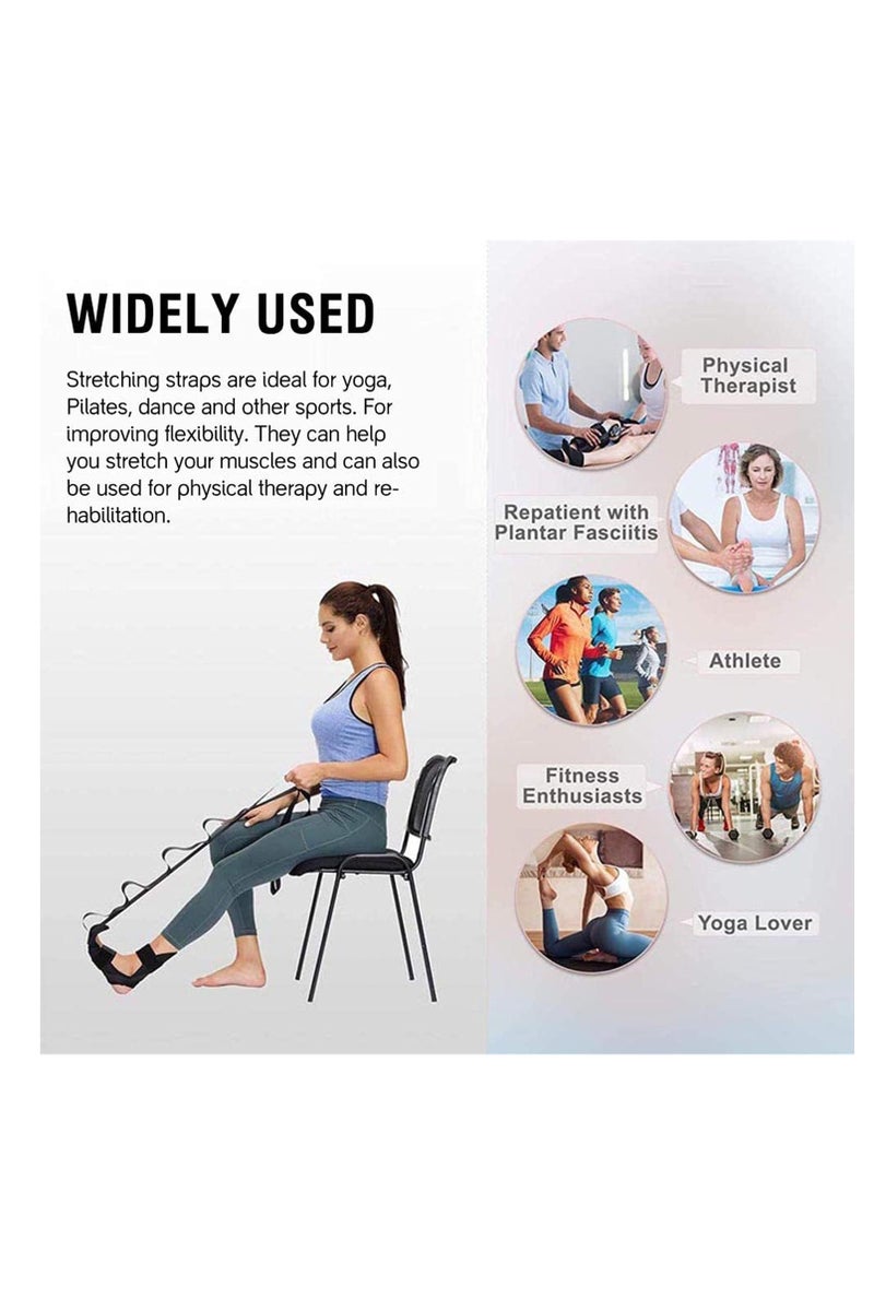  CityRiya-Long حزام تمديد الساق ، حزام تمديد القدم اليوغا مع حلقات متعددة - حزام العجل القابل للتعديل لالتهاب العجل ، التهاب الأوتار الآخيلية ، الحبل ، العلاج البدني ، اليوغا ، البيلاتس - Image 2