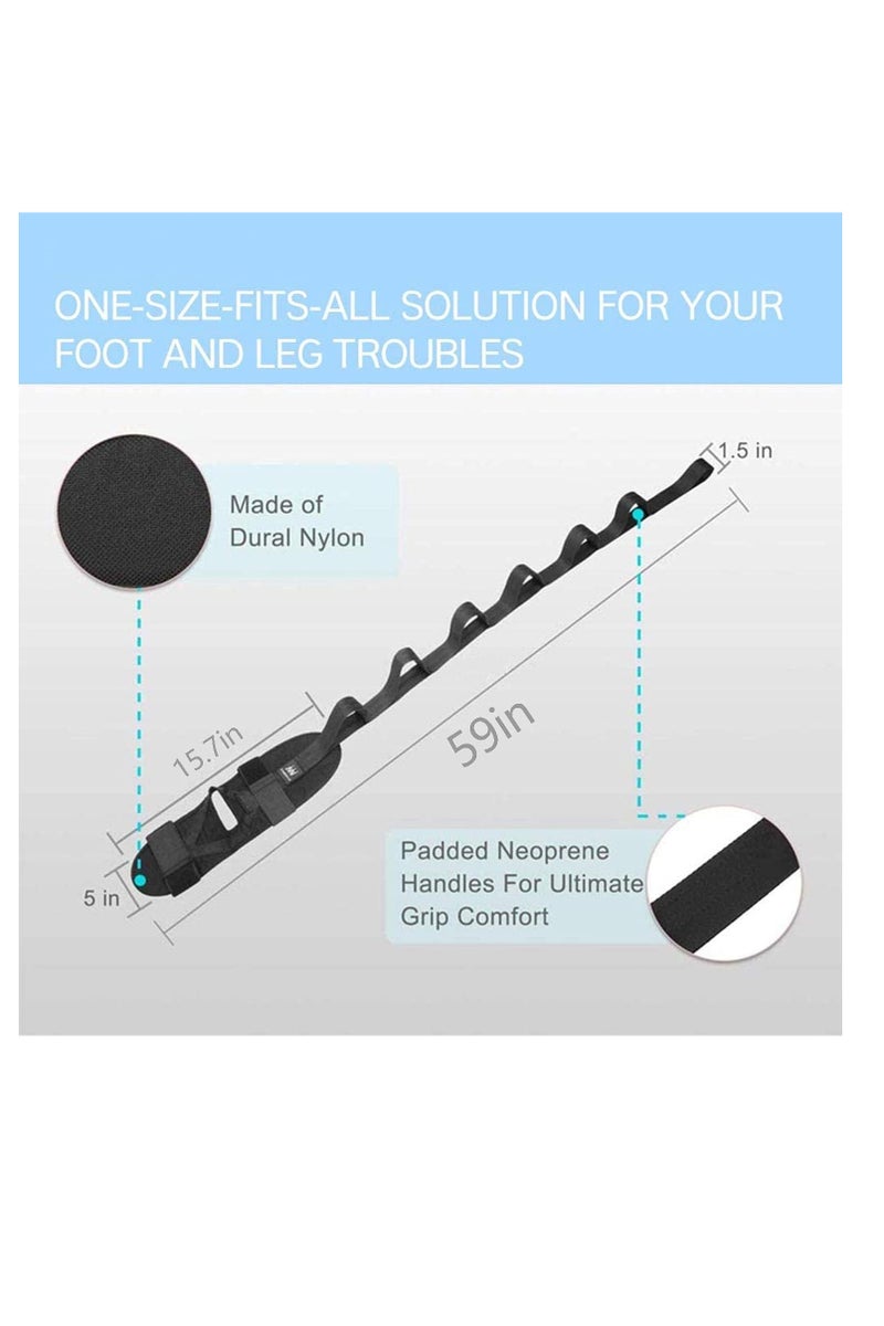  CityRiya-Long حزام تمديد الساق ، حزام تمديد القدم اليوغا مع حلقات متعددة - حزام العجل القابل للتعديل لالتهاب العجل ، التهاب الأوتار الآخيلية ، الحبل ، العلاج البدني ، اليوغا ، البيلاتس - Image 3