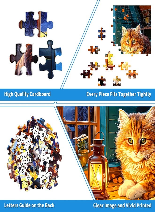 CHengQiSM 100 Piece Puzzles for Kids Reading Cat 100 Piece Puzzles for Adults, Cute Kitten 100 Pieces Puzzle for Kids Ages 4-8, Cozy Retreat Puzzle for Seniors Teens Brain Teaser - Image 2