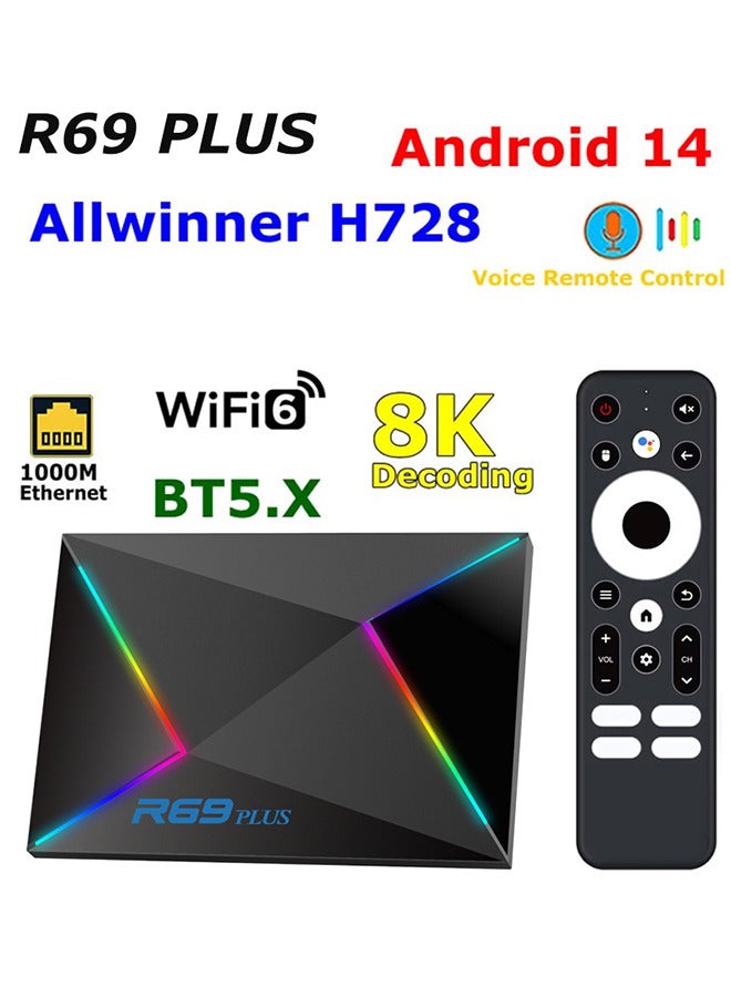 R69 Plus Android 14 4G/64G TV Box Ultra HD 8K Allwinner H728 Octa Core Support Voice Control TV Box WIFI 6 Set Top Box  - Image 1