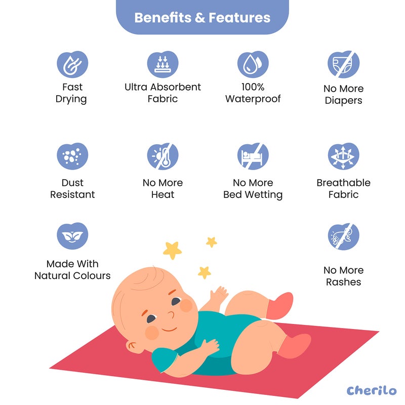 Cherilo Quick Dry Waterproof Protector Baby Dry Sheets, Small (50cm X 70cm)| Violet, Pack of 2 - Image 4