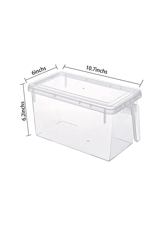 Plastic Storage Containers With Lid Square Food Storage Organizer Stackable Refrigerator Organizer For Fruits Vegetable Egg Meat 5L Box With Handle(Large Size Set Of 4)