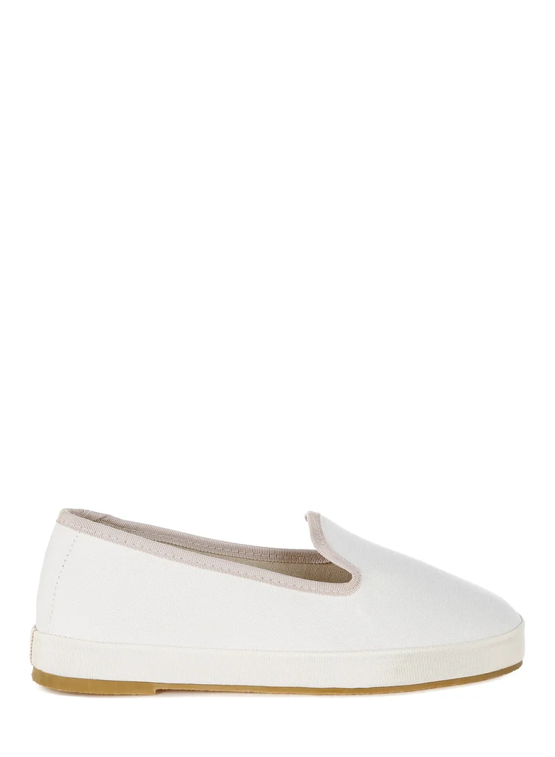 London Rag Round Toe Canvas Slip-On Loafers in Off White