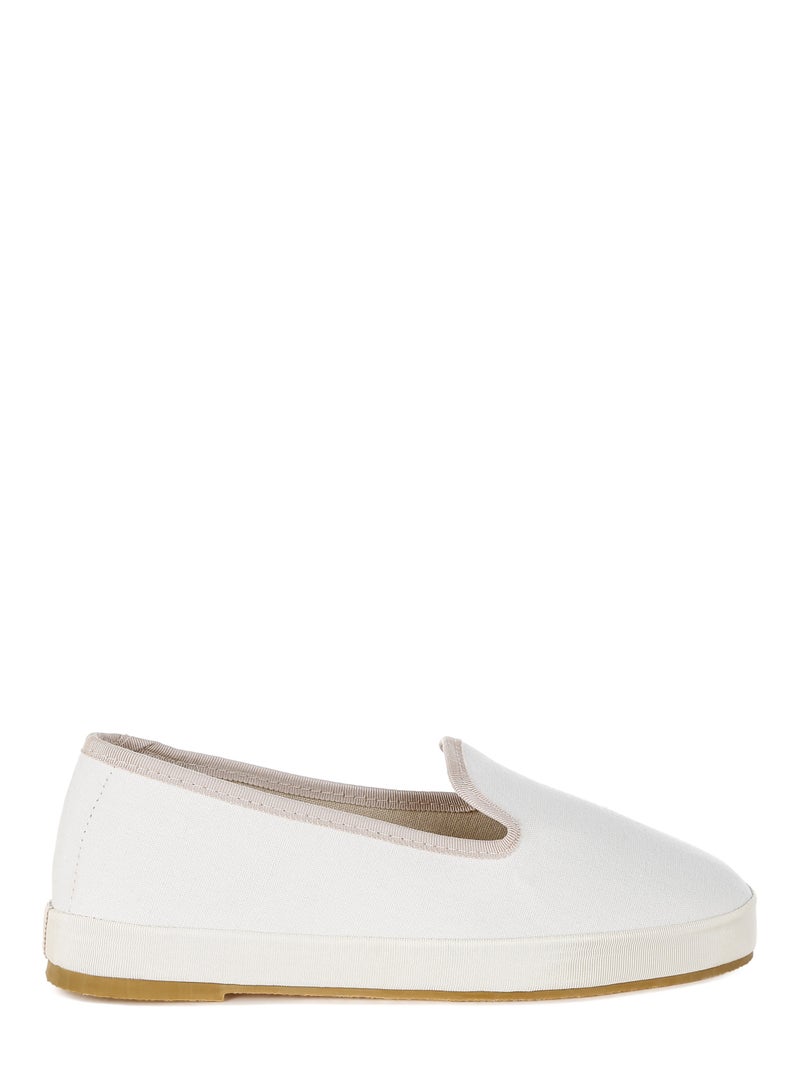 London Rag Round Toe Canvas Slip-On Loafers in Off White - Image 1