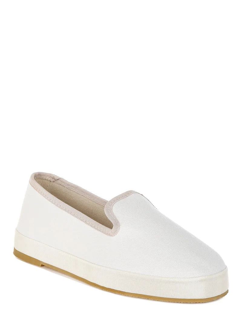 London Rag Round Toe Canvas Slip-On Loafers in Off White
