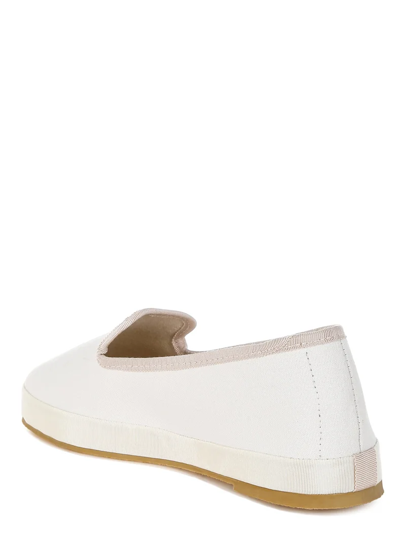 London Rag Round Toe Canvas Slip-On Loafers in Off White