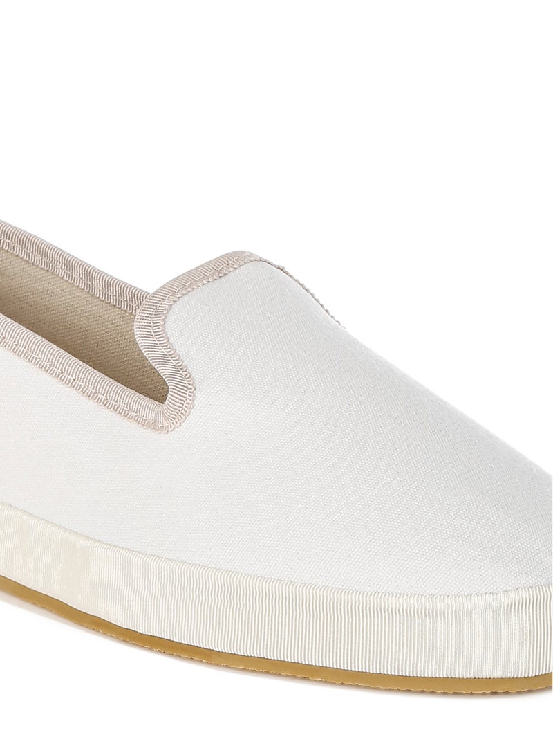 London Rag Round Toe Canvas Slip-On Loafers in Off White - Image 5