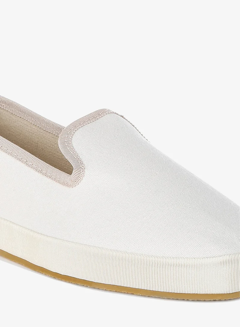 London Rag  Round Toe Canvas Slip-On Loafers in Off White for Women | Best Price UAE