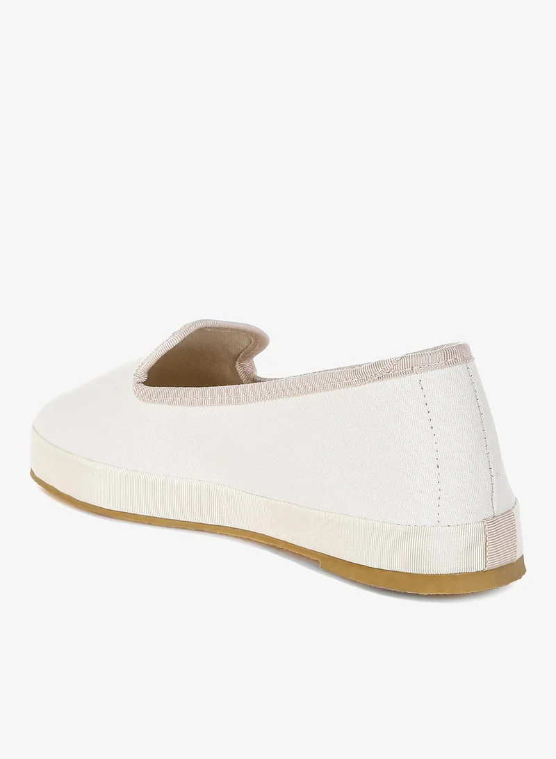London Rag  Round Toe Canvas Slip-On Loafers in Off White for Women | Best Price UAE