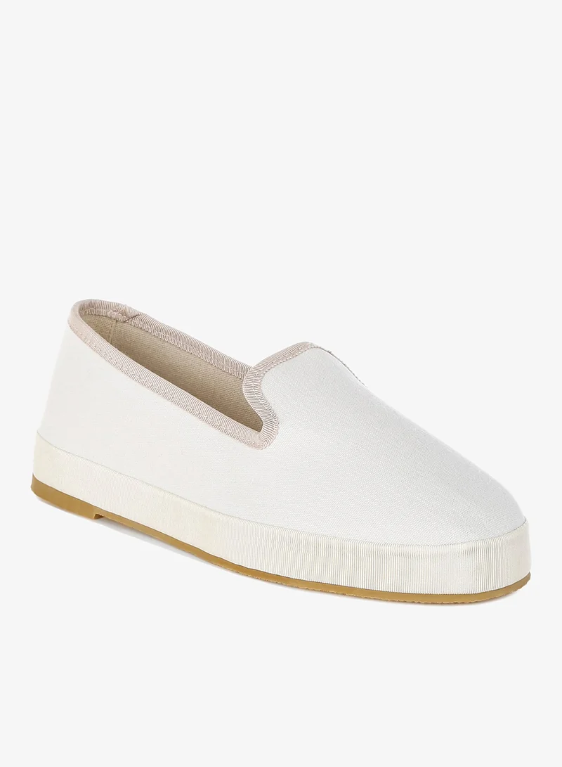 London Rag  Round Toe Canvas Slip-On Loafers in Off White for Women | Best Price UAE