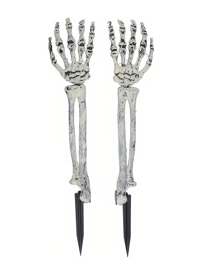Brain Giggles BrainGiggles Halloween Lighted Skeleton Stakes Set – Arms with LED Warm White Lights Battery Operated – Outdoor Yard Garden Decor, Spooky Indoor Display (Hands only) - Image 1